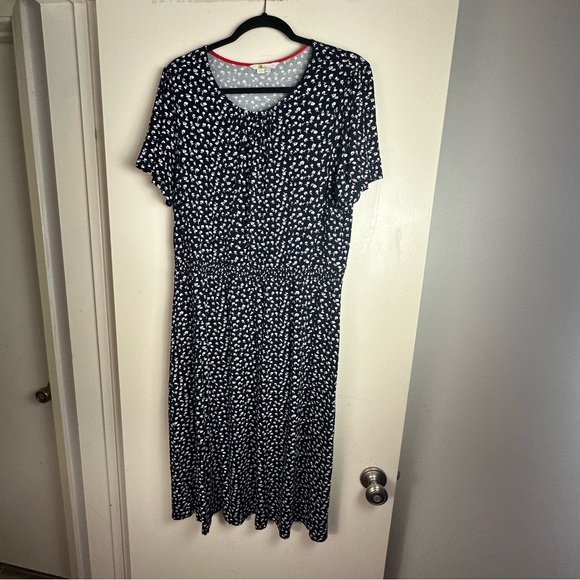 Boden Navy Ditsy FloralPetal Evangeline Stretchy Soft Jersey Knit Dress Size 14L - Picture 5 of 16